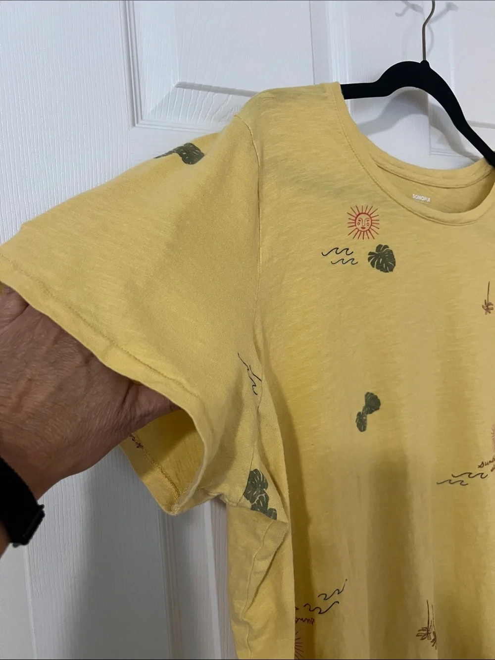 Sonoma Mustard Crewneck Tee with Sun and Palm Accent